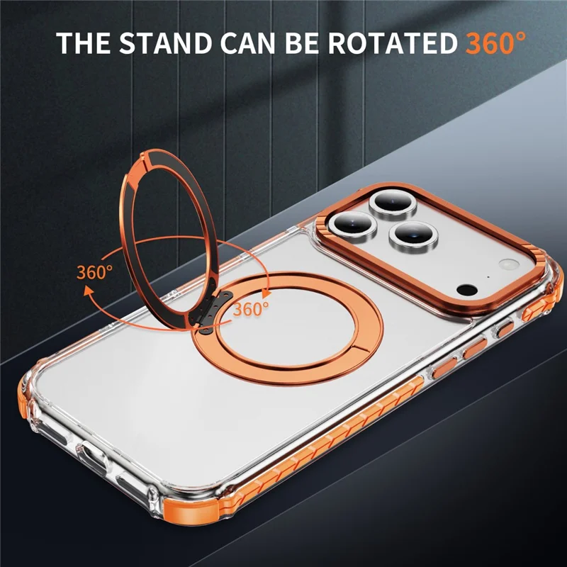 Capa para iPhone 17 Pro Compatível com MagSafe Airbag Anti-queda TPU + Capa de Telefone Transparente de PC - Laranja