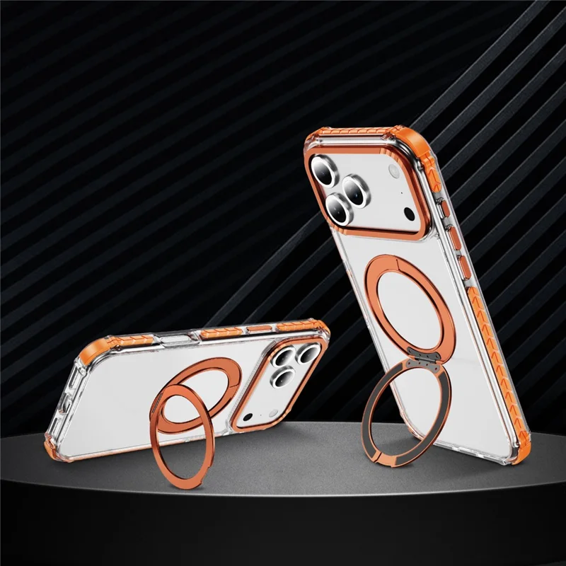 Capa para iPhone 17 Pro Compatível com MagSafe Airbag Anti-queda TPU + Capa de Telefone Transparente de PC - Laranja