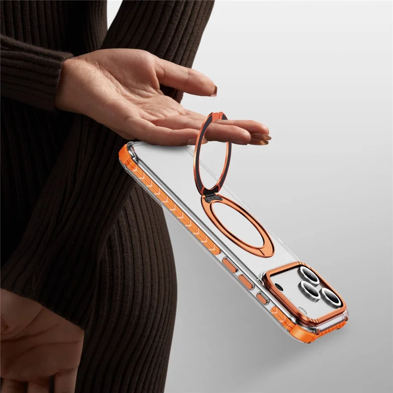 Capa para iPhone 17 Pro Compatível com MagSafe Airbag Anti-queda TPU + Capa de Telefone Transparente de PC - Laranja
