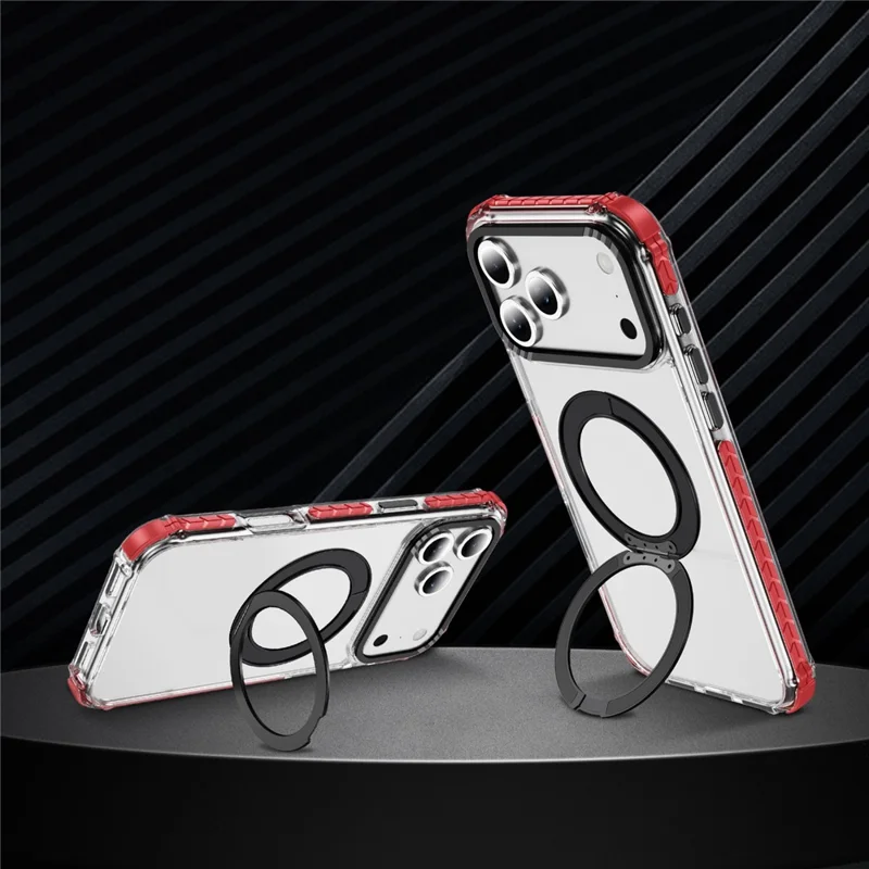 For iPhone 17 Pro Max Case Compatible with MagSafe Airbag Anti Drop TPU + PC Clear Phone Cover - Red  /  Black