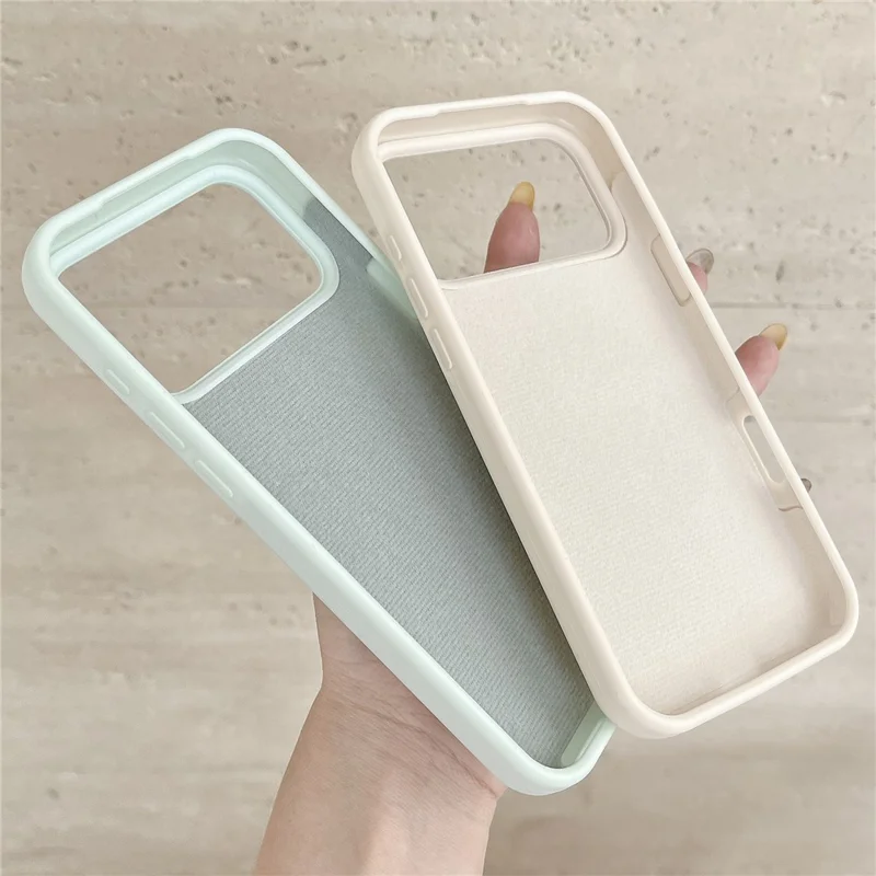 For iPhone 17 Pro Max Silicone Case Wave Pattern Folding Kickstand Phone Cover Built-In Soft Fabric Lining - Antique White