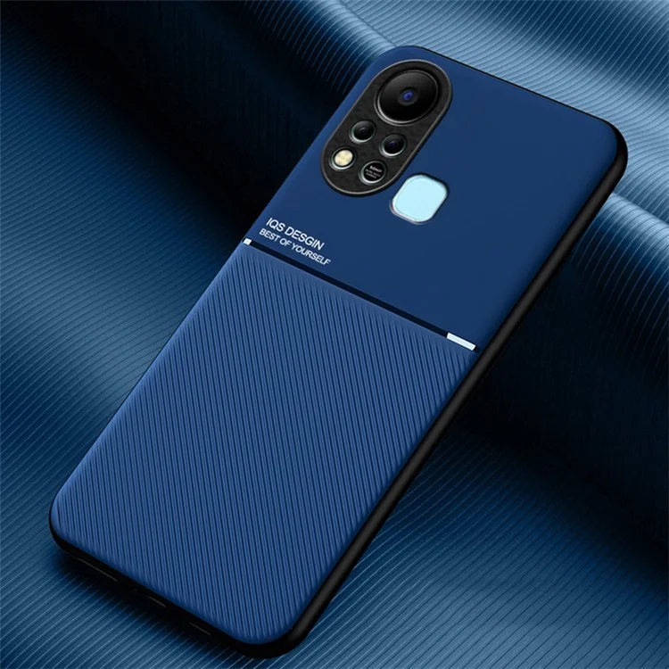 Para Infinix Hot 11s PU Leather+TPU Back Case Con Capas Híbridas Impresas - Azul