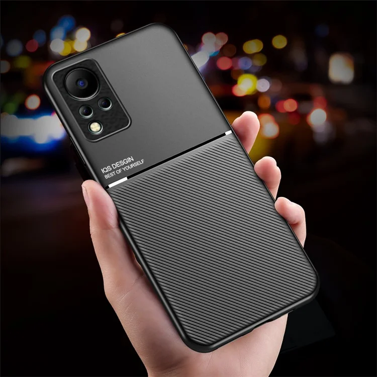 Para Infinix Hot 11s PU Leather+TPU Back Case Con Capas Híbridas Impresas - Azul