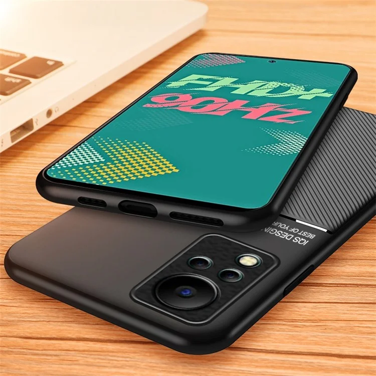 Para Infinix Hot 11s PU Leather+TPU Back Case Con Capas Híbridas Impresas - Azul