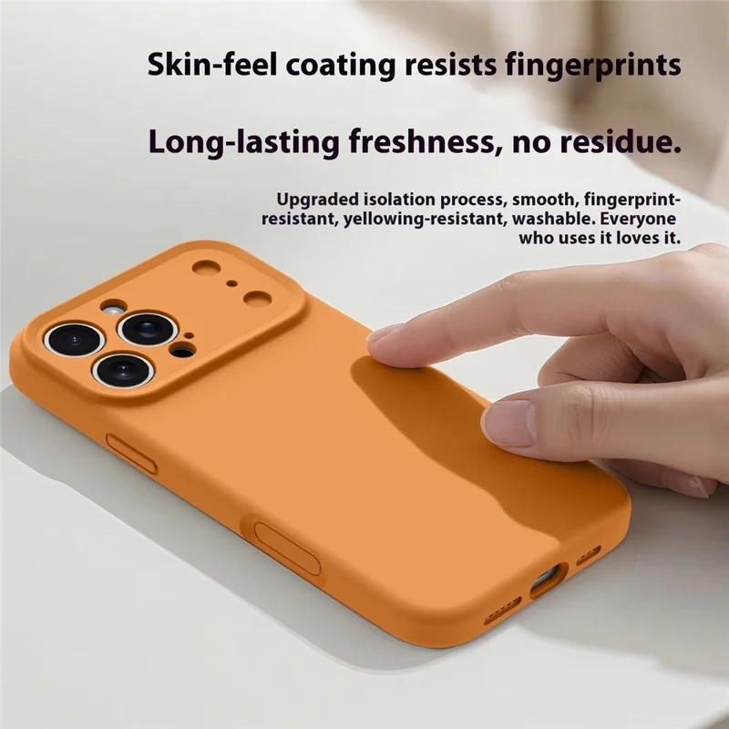 For iPhone 16 Pro Max Liquid Silicone Case Transform to 17 Pro Design Shockproof Phone Cover - Orange