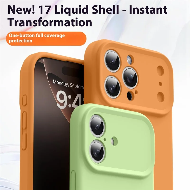 For iPhone 16 Pro Case Soft Touch Liquid Silicone Phone Cover with Camera Touch Control Button - Orange