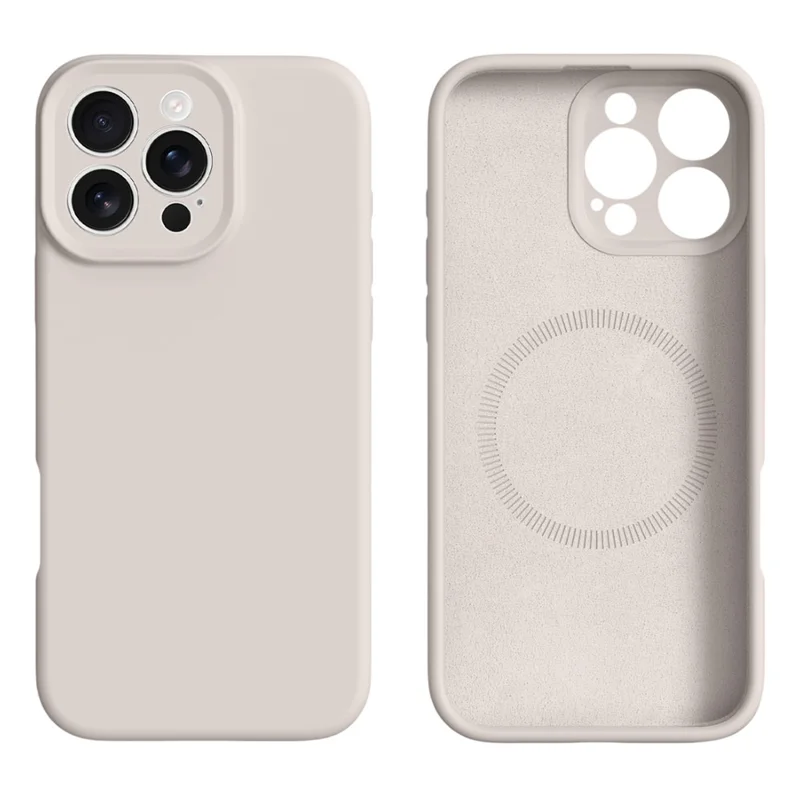 For iPhone 16 Pro Max Case Compatible with MagSafe Precise Cutouts Liquid Silicone Protective Back Cover - Antique White