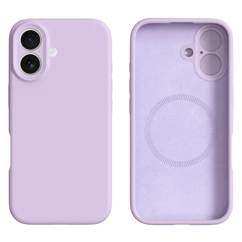 For iPhone 16 Case Compatible with MagSafe Precise Cutouts Liquid Silicone Protective Back Cover - Light Purple