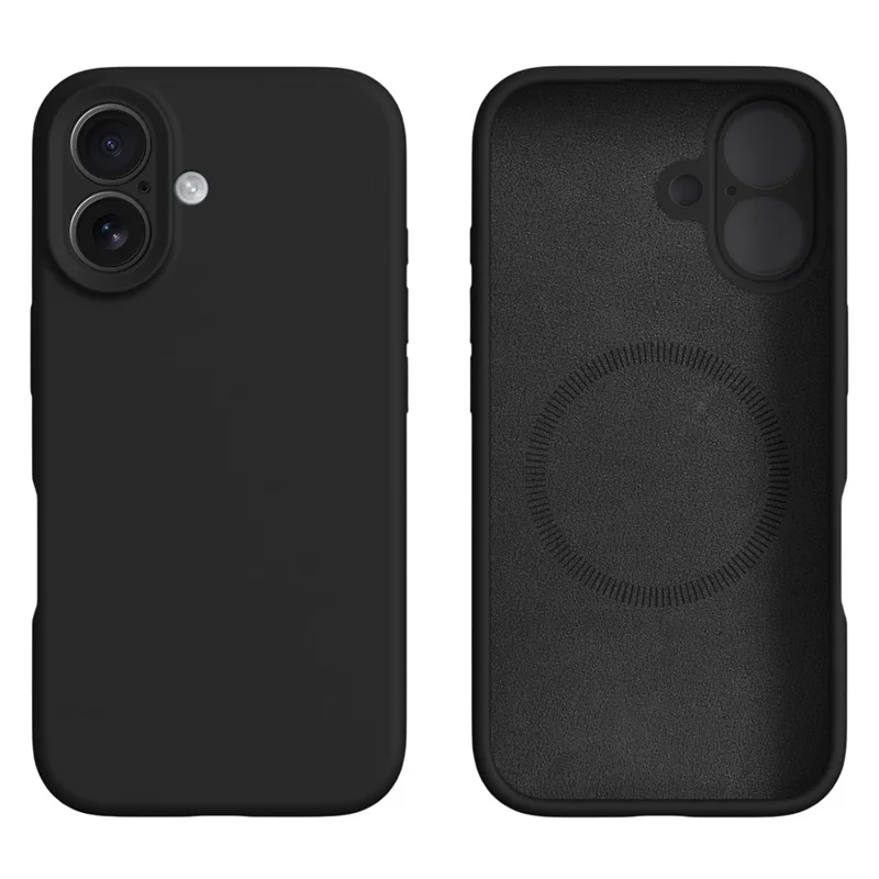 For iPhone 16 Case Compatible with MagSafe Precise Cutouts Liquid Silicone Protective Back Cover - Black