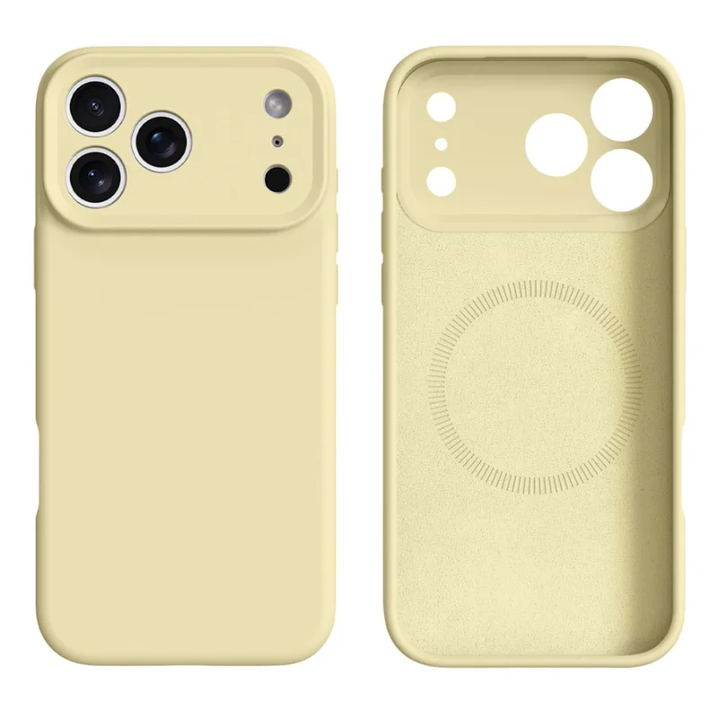 For iPhone 17 Pro Max Case Compatible with MagSafe Precise Cutouts Liquid Silicone Protective Back Cover - Light Yellow