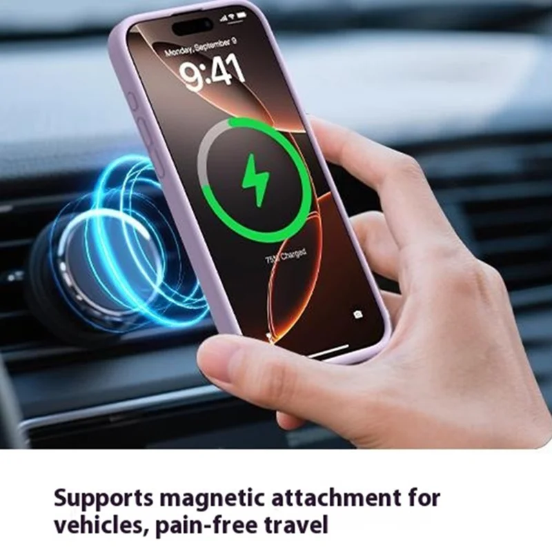 For iPhone 17 Case Compatible with MagSafe Precise Cutouts Liquid Silicone Protective Back Cover - Light Purple