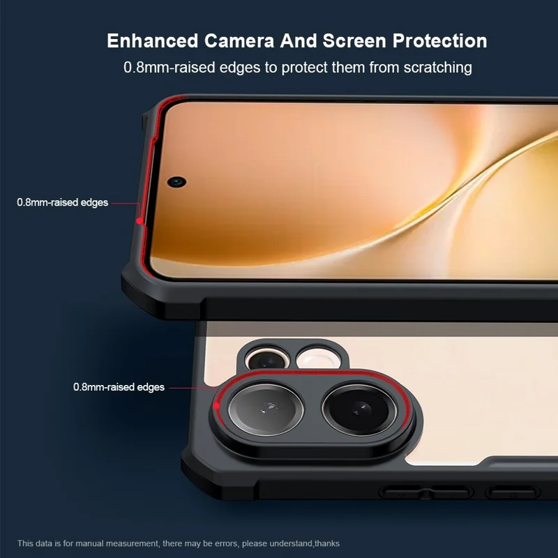XUNDD Funda para vivo V60 5G Carcasa de TPU a prueba de golpes + Cubierta trasera de acrílico transparente