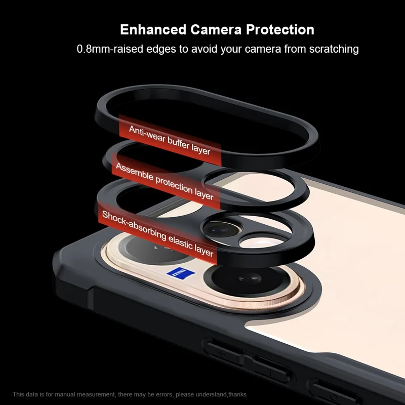 XUNDD Funda para vivo V60 5G Carcasa de TPU a prueba de golpes + Cubierta trasera de acrílico transparente
