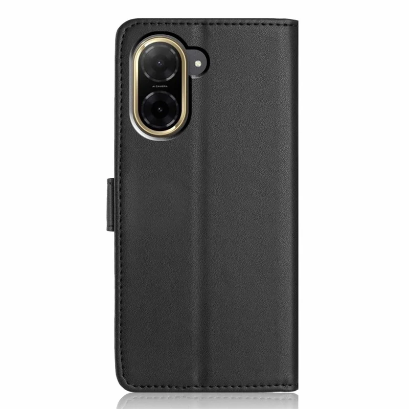 For Xiaomi Redmi A5 4G (171.7mm) / Poco C71 4G Wallet Case with Strap / Multiple Card Slots Solid Color Leather Stand Phone Cover - Black