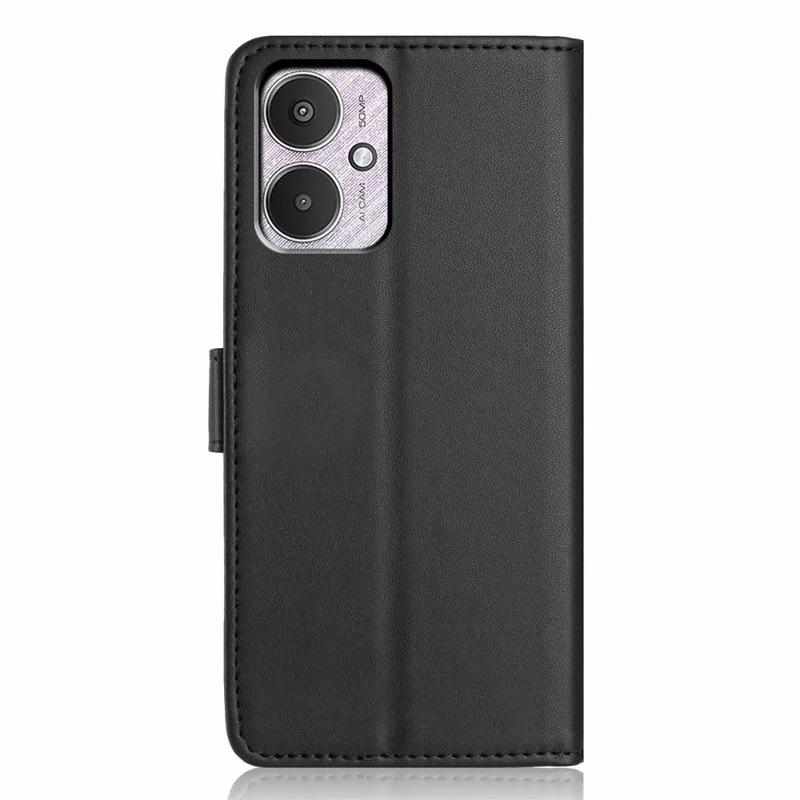 For Xiaomi Redmi 13C 4G / 13C 5G Wallet Case with Strap / Multiple Card Slots Solid Color Leather Stand Phone Cover - Black
