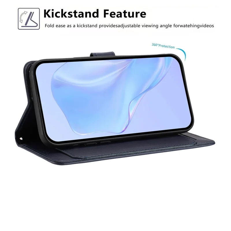 For Xiaomi Redmi 13C 4G / 13C 5G Wallet Case with Strap / Multiple Card Slots Solid Color Leather Stand Phone Cover - Blue