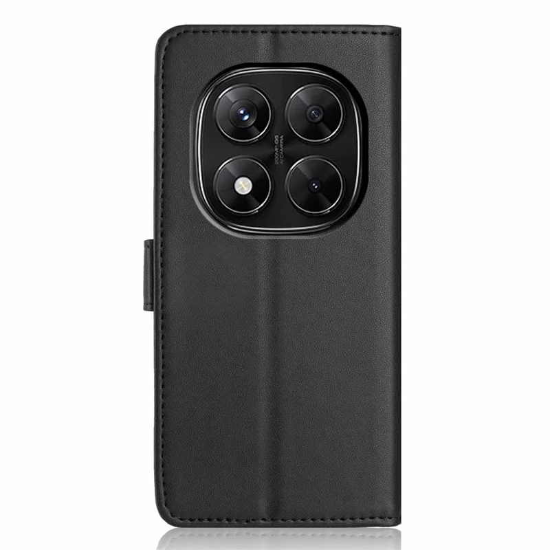 For Xiaomi Redmi Note 14 Pro 5G / 14 Pro+ 5G Wallet Case with Strap / Multiple Card Slots Solid Color Leather Stand Phone Cover - Black
