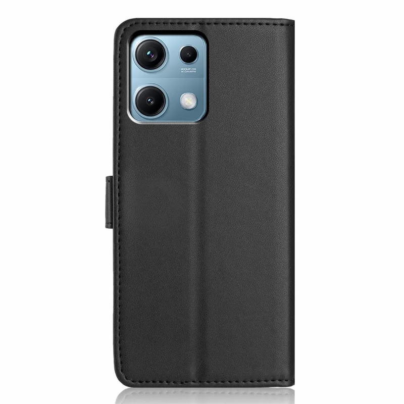 For Xiaomi Redmi Note 14S 4G Wallet Case with Strap / Multiple Card Slots Solid Color Leather Stand Phone Cover - Black