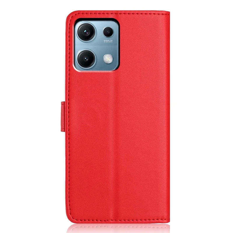 For Xiaomi Redmi Note 14S 4G Wallet Case with Strap / Multiple Card Slots Solid Color Leather Stand Phone Cover - Red