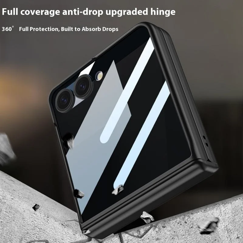 GKK For Samsung Galaxy Z Flip7 5G Case Magnetic Hinge Protection PC Phone Cover with Anti-Spy Tempered Glass Film - Matcha Green