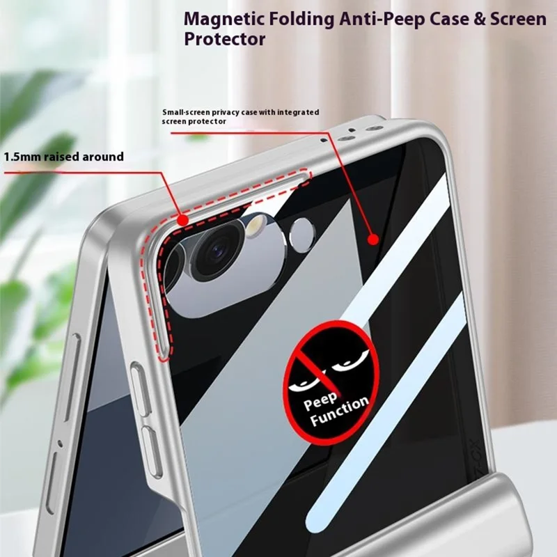 GKK For Samsung Galaxy Z Flip7 5G Case Magnetic Hinge Protection PC Phone Cover with Anti-Spy Tempered Glass Film - Matcha Green