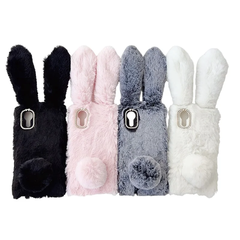 Чехол для Samsung Galaxy Xcover7 Plush Cute Bunny Winter Fluffy TPU Phone Cover - Black