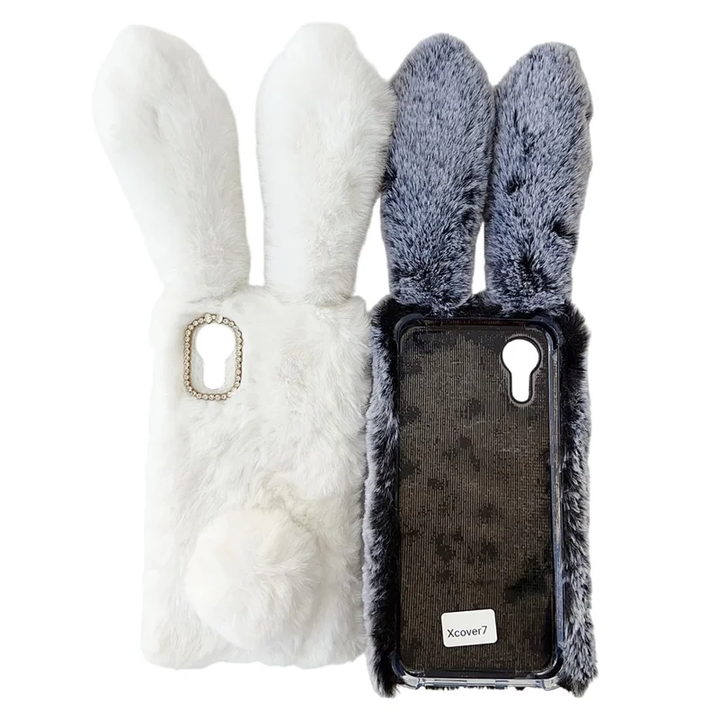 Чехол для Samsung Galaxy Xcover7 Plush Cute Bunny Winter Fluffy TPU Phone Cover - Black