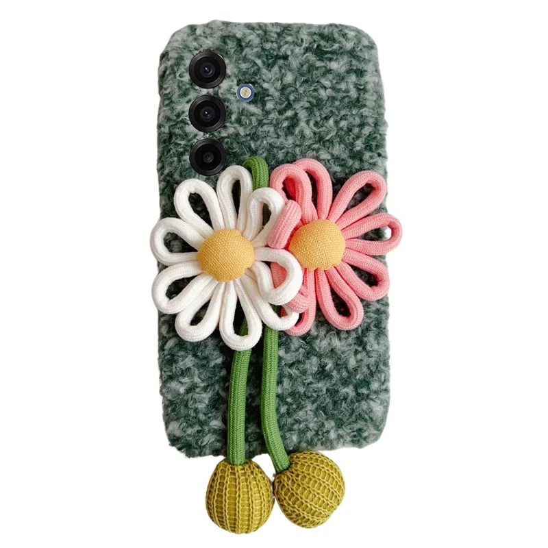 For Samsung Galaxy S25 FE Case Woven 3D Floral Plush TPU Protective Cover - Blue
