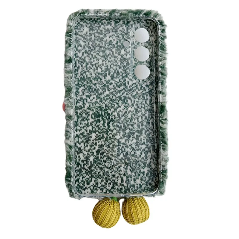 For Samsung Galaxy S25 FE Case Woven 3D Floral Plush TPU Protective Cover - Blue