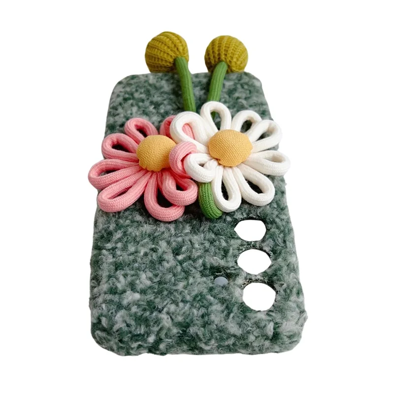 For Samsung Galaxy S25 FE Case Woven 3D Floral Plush TPU Protective Cover - Blue