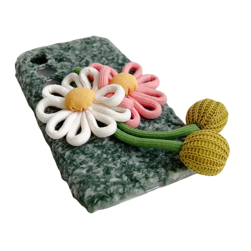 For Samsung Galaxy S25 FE Case Woven 3D Floral Plush TPU Protective Cover - Blue
