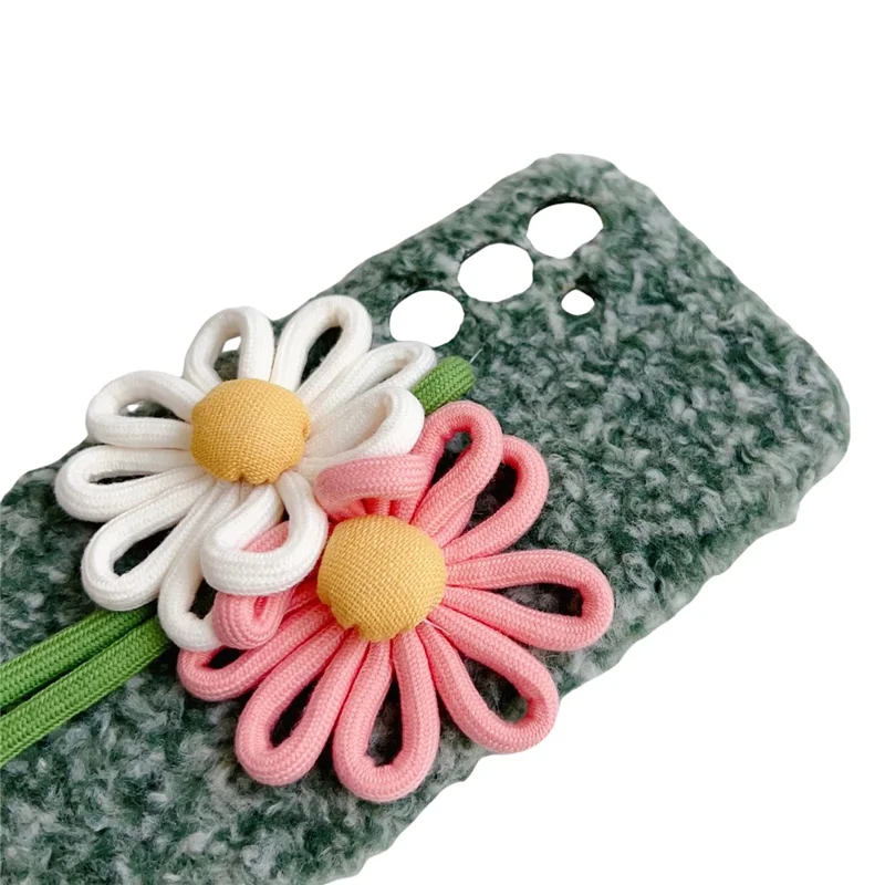 For Samsung Galaxy S25 FE Case Woven 3D Floral Plush TPU Protective Cover - Blue