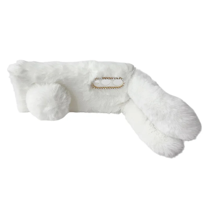 For Samsung Galaxy S25 Edge Case Plush Cute Bunny Winter Fluffy TPU Phone Cover - White