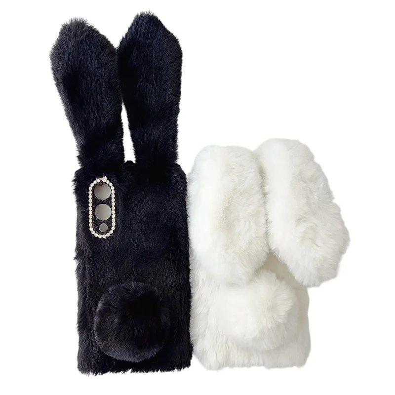 For Samsung Galaxy S25 Edge Case Plush Cute Bunny Winter Fluffy TPU Phone Cover - White