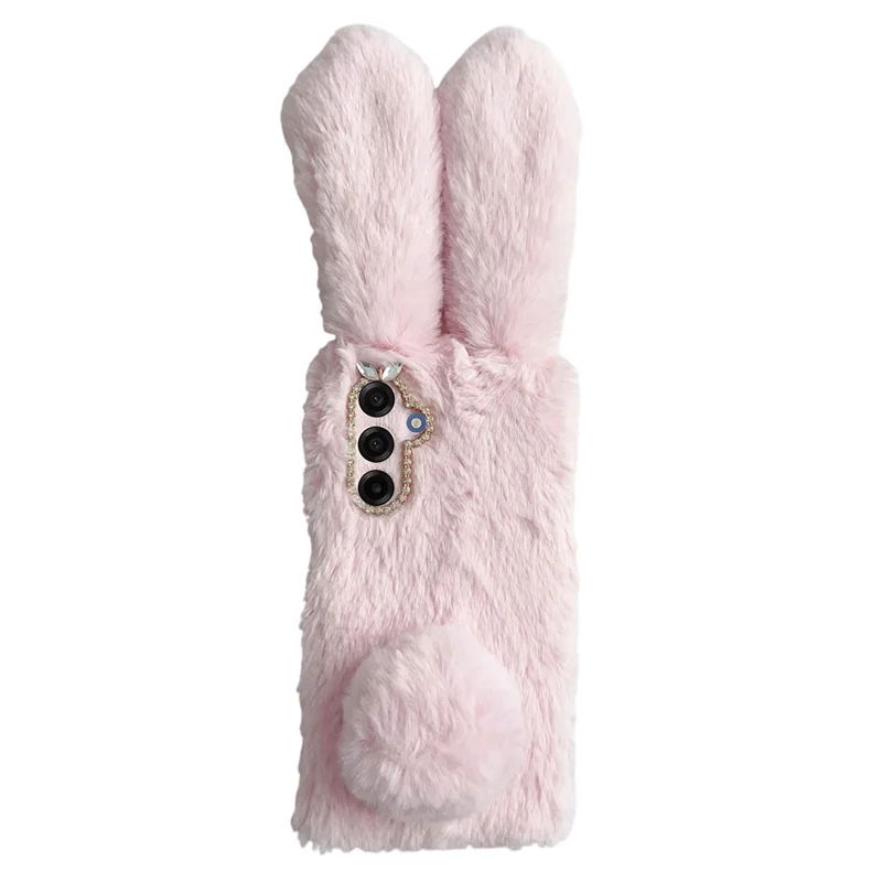 For Samsung Galaxy A17 5G / A17 4G Case Plush Cute Bunny Winter Fluffy TPU Phone Cover - Pink