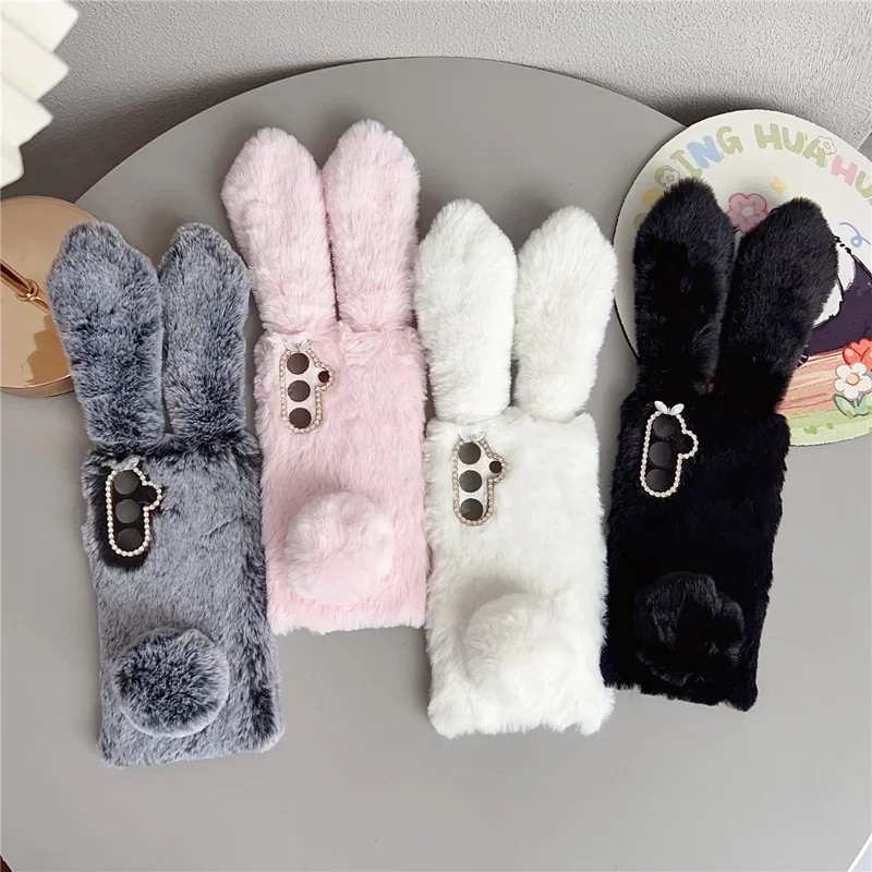 For Samsung Galaxy A17 5G / A17 4G Case Plush Cute Bunny Winter Fluffy TPU Phone Cover - Pink