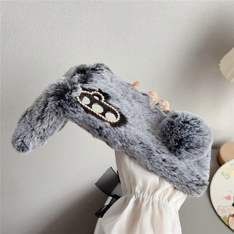 For Samsung Galaxy A17 5G / A17 4G Case Plush Cute Bunny Winter Fluffy TPU Phone Cover - Pink