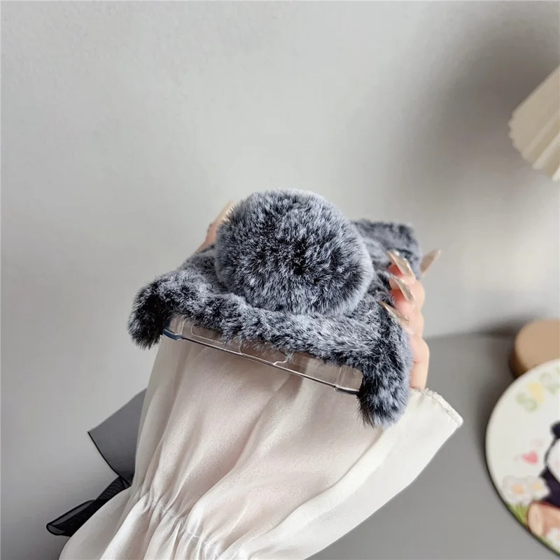 For Samsung Galaxy A17 5G / A17 4G Case Plush Cute Bunny Winter Fluffy TPU Phone Cover - Pink