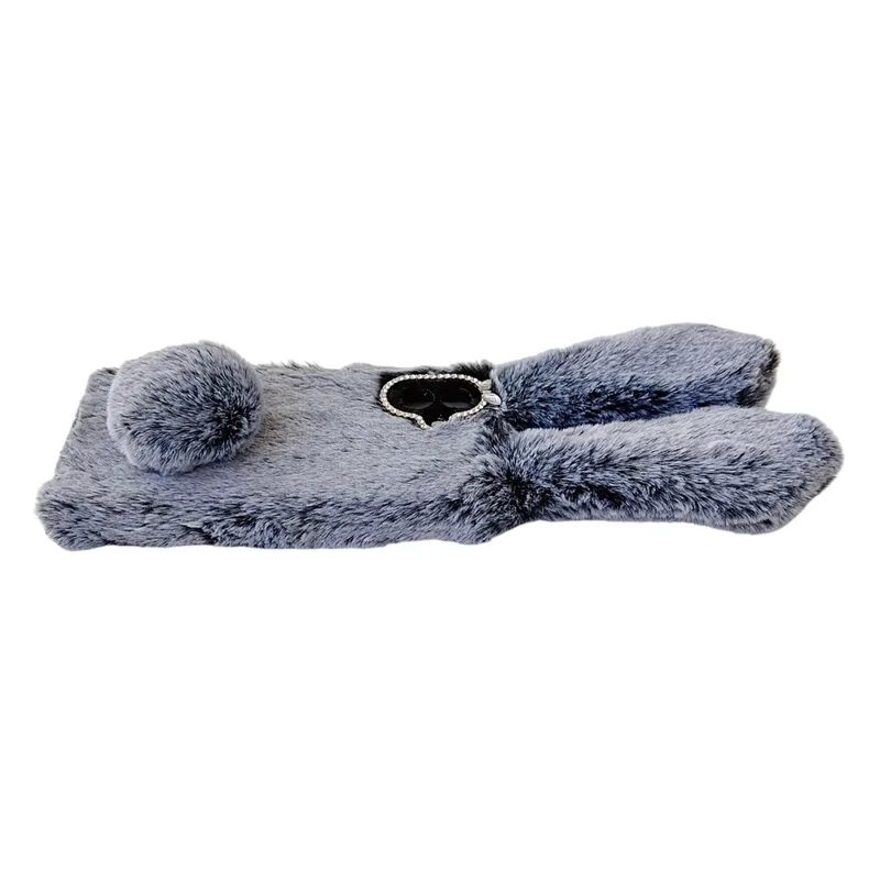 For Samsung Galaxy A07 4G Case Plush Cute Bunny Winter Fluffy TPU Phone Cover - Dark Grey