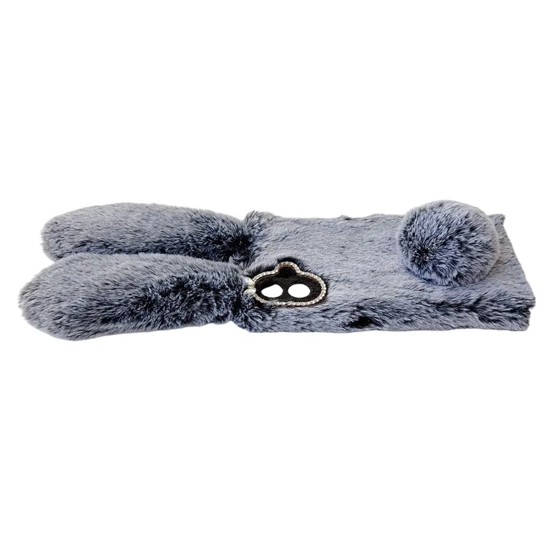 For Samsung Galaxy A07 4G Case Plush Cute Bunny Winter Fluffy TPU Phone Cover - Dark Grey