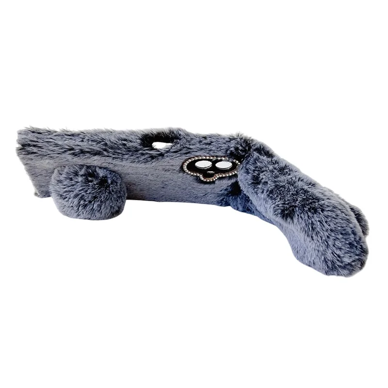For Samsung Galaxy A07 4G Case Plush Cute Bunny Winter Fluffy TPU Phone Cover - Dark Grey