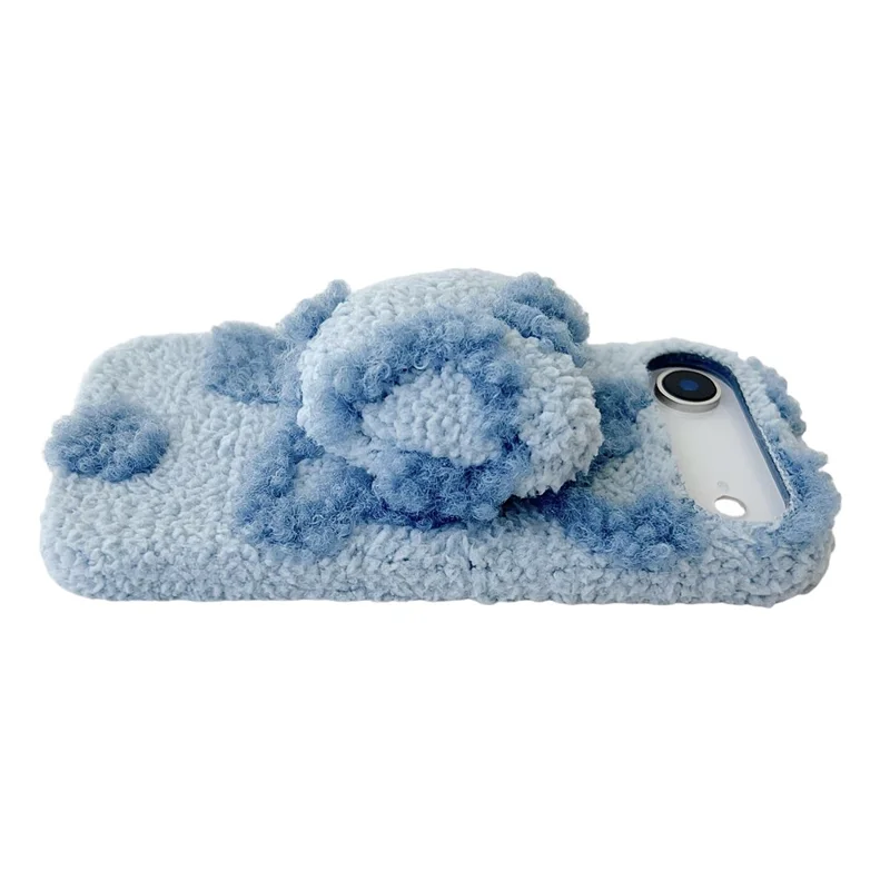 For iPhone Air Case 3D Heart Plush TPU Winter Warm Soft TPU Phone Cover - Blue