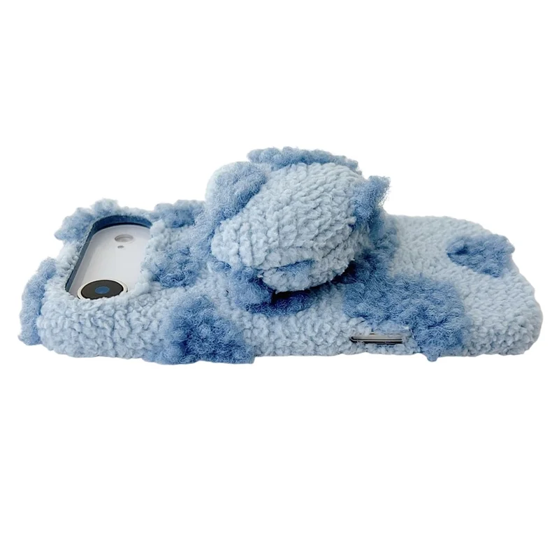 For iPhone Air Case 3D Heart Plush TPU Winter Warm Soft TPU Phone Cover - Blue