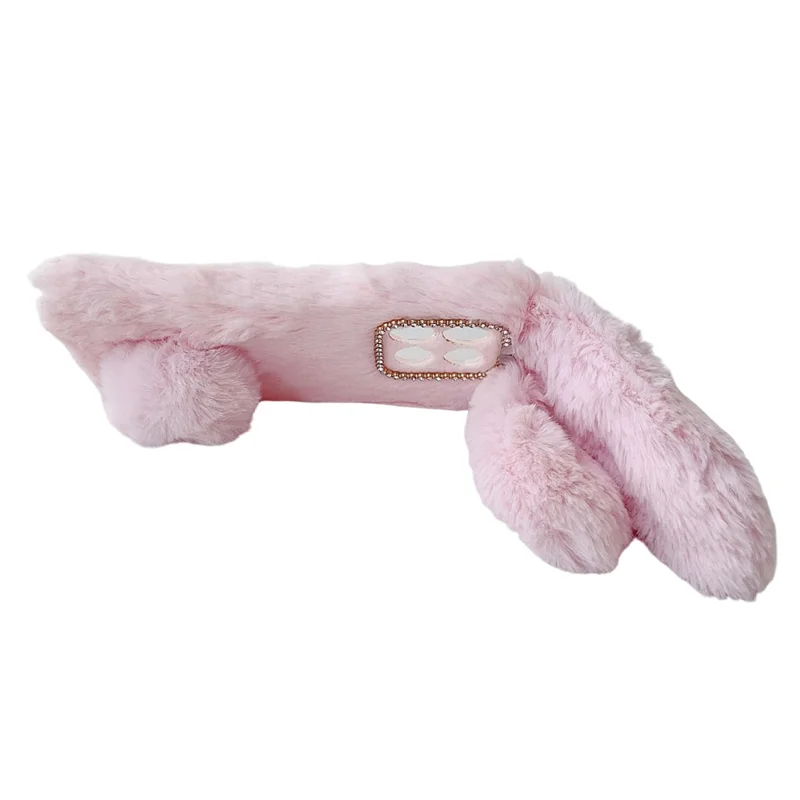 For Motorola Moto G86 5G Case Plush Cute Bunny Winter Fluffy TPU Phone Cover - Pink