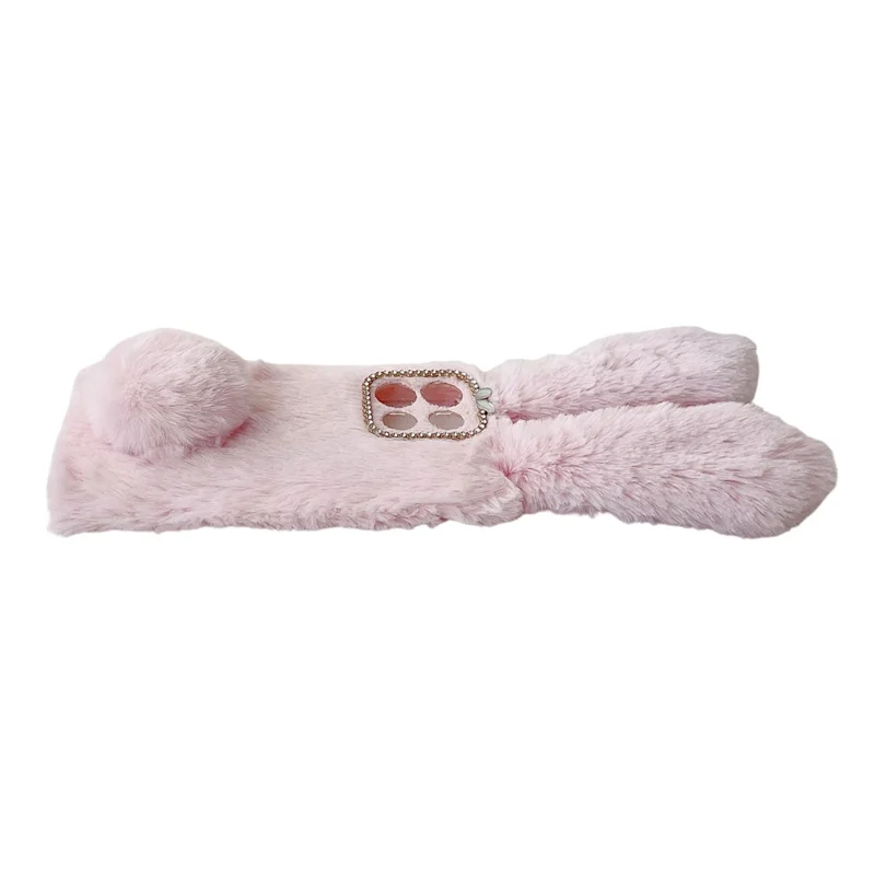 For Motorola Moto G86 Power 5G Case Plush Cute Bunny Winter Fluffy TPU Phone Cover - Pink