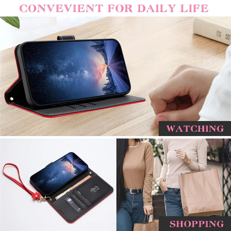 For Xiaomi Redmi K80 Ultra 5G Case Bowknot Decor Wallet Leather Phone Cover with Wrist Strap - Red