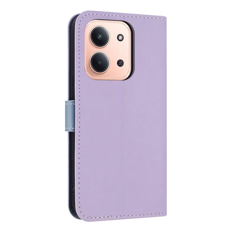 Funda de cuero para teléfono Xiaomi Redmi 15C 4G (Global) (171mm) / Poco C85 4G con decoración de lazo, billetera y correa de muñeca - Púrpura