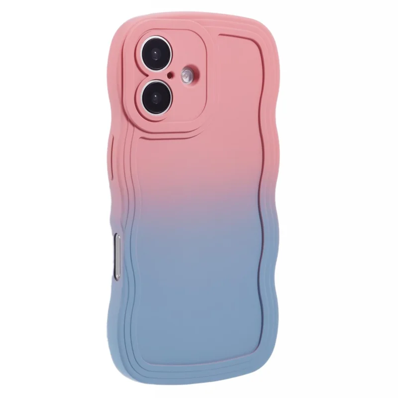 For iPhone 17 Case Gradient Color Rubberized TPU Phone Cover - Pink + Sky Blue