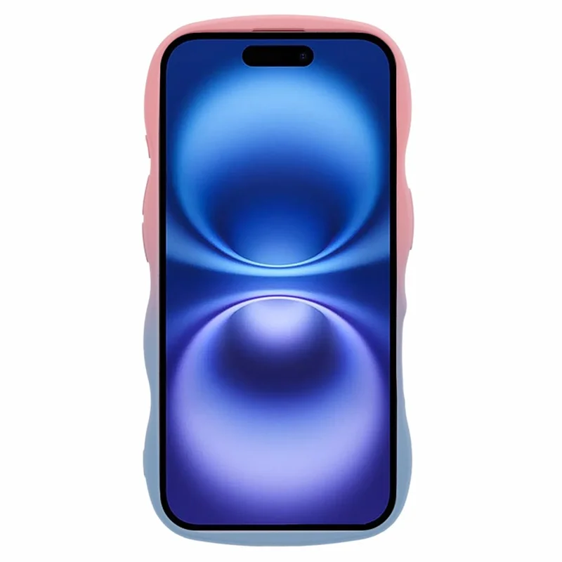 For iPhone 17 Case Gradient Color Rubberized TPU Phone Cover - Pink + Sky Blue
