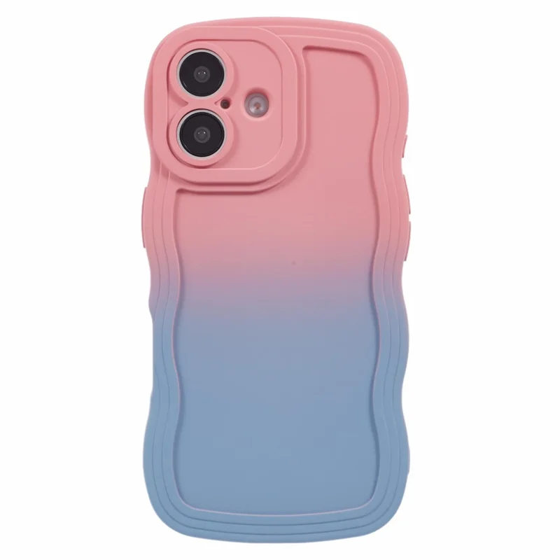 For iPhone 17 Case Gradient Color Rubberized TPU Phone Cover - Pink + Sky Blue
